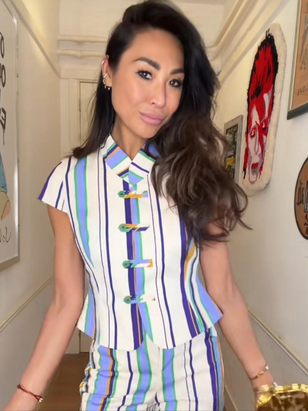 ZARA STRIPED FROG FASTENING TOP